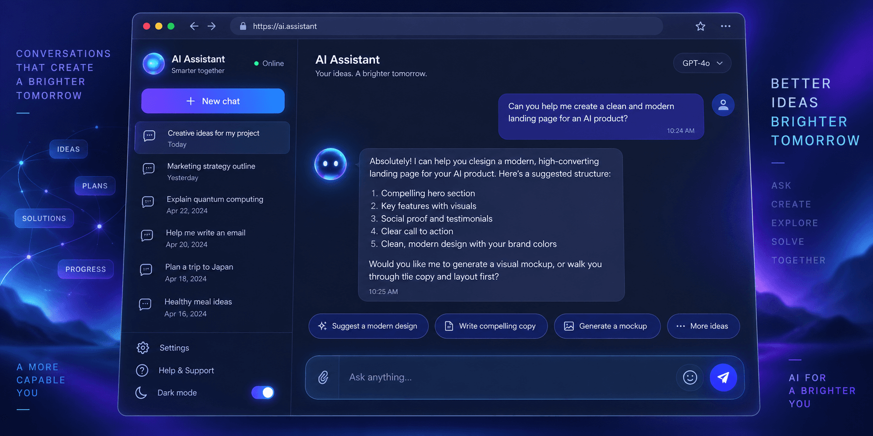 AI chatbot project artwork showing a conversational interface