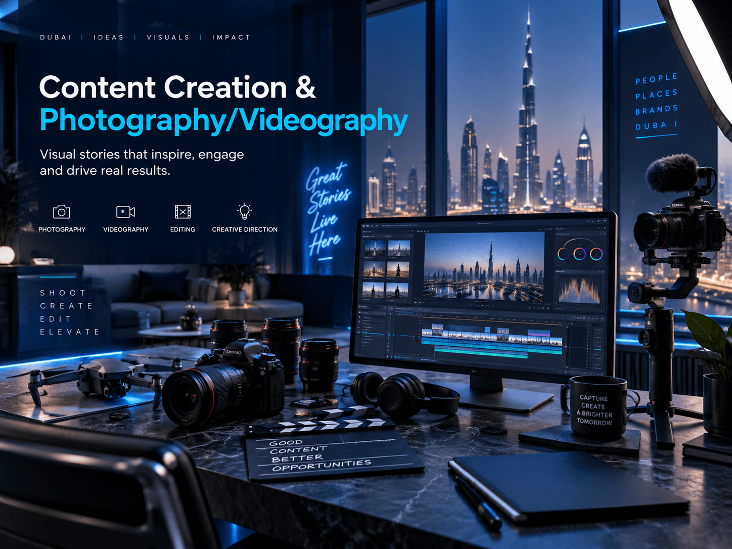 Concept illustration for Content Creation & Photography